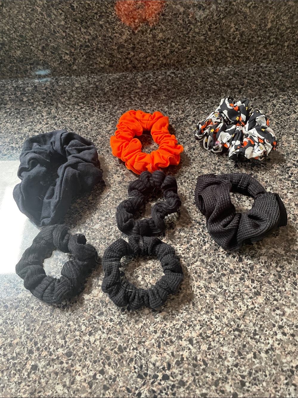 Halloween Assorted Black and Orange Hair Scrunchie Set - Women Accessories